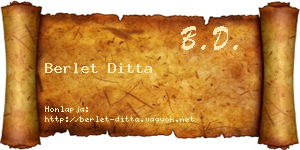 Berlet Ditta névjegykártya